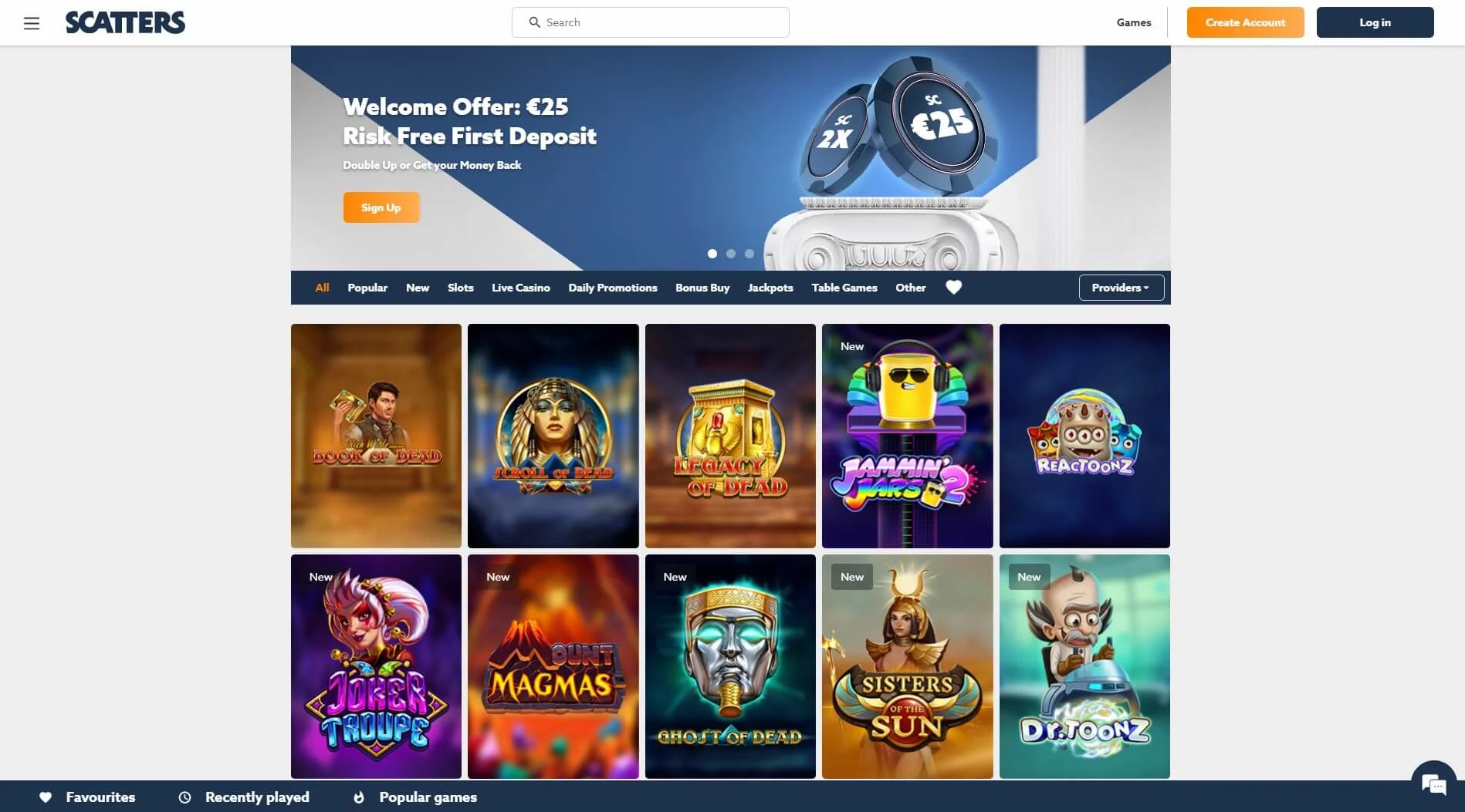 Scatters Casino lobby